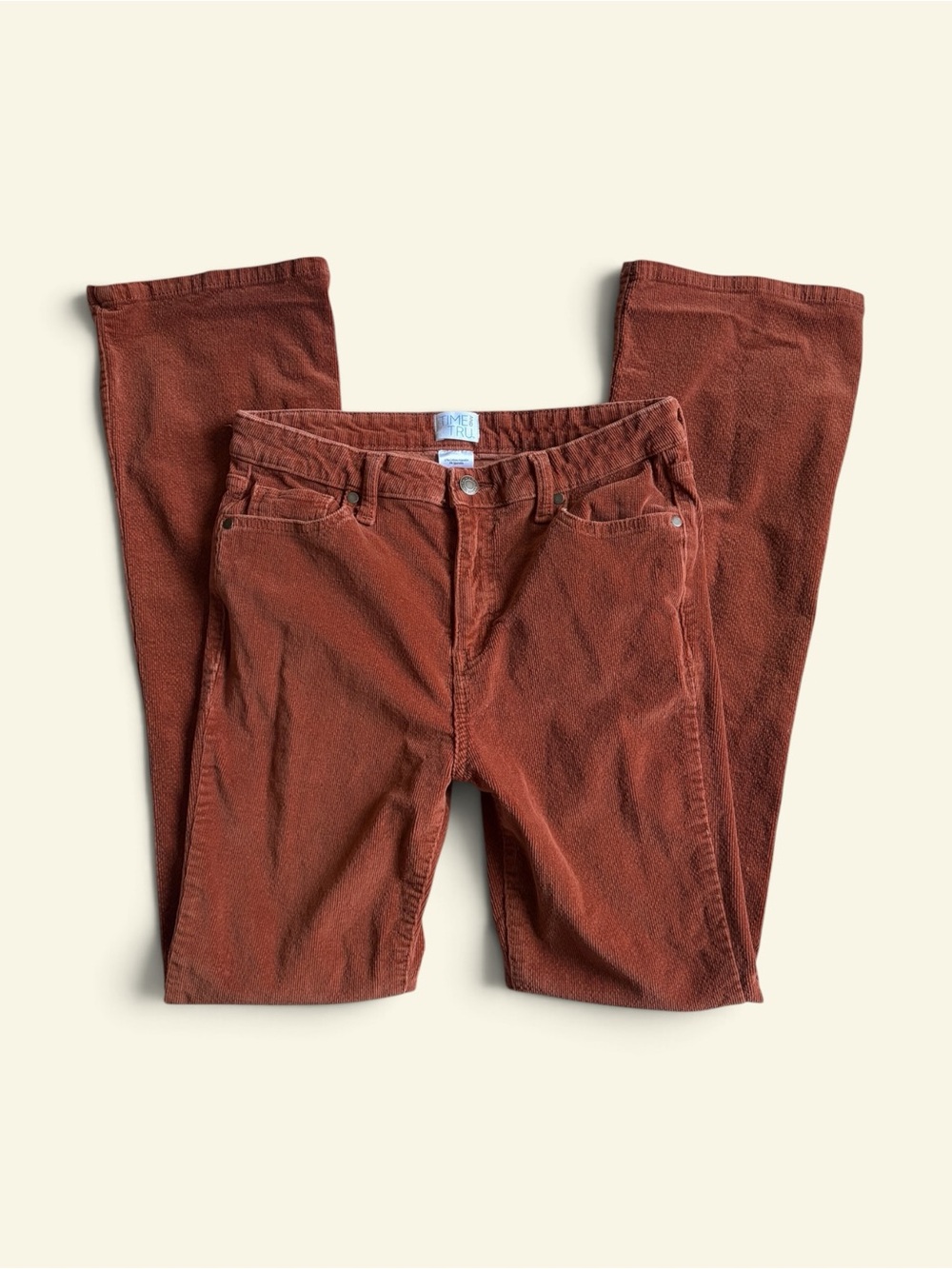 Time and Tru Women's Rust Corduroy Pants Size 6 Bootcut Orange Mid Rise Stretch